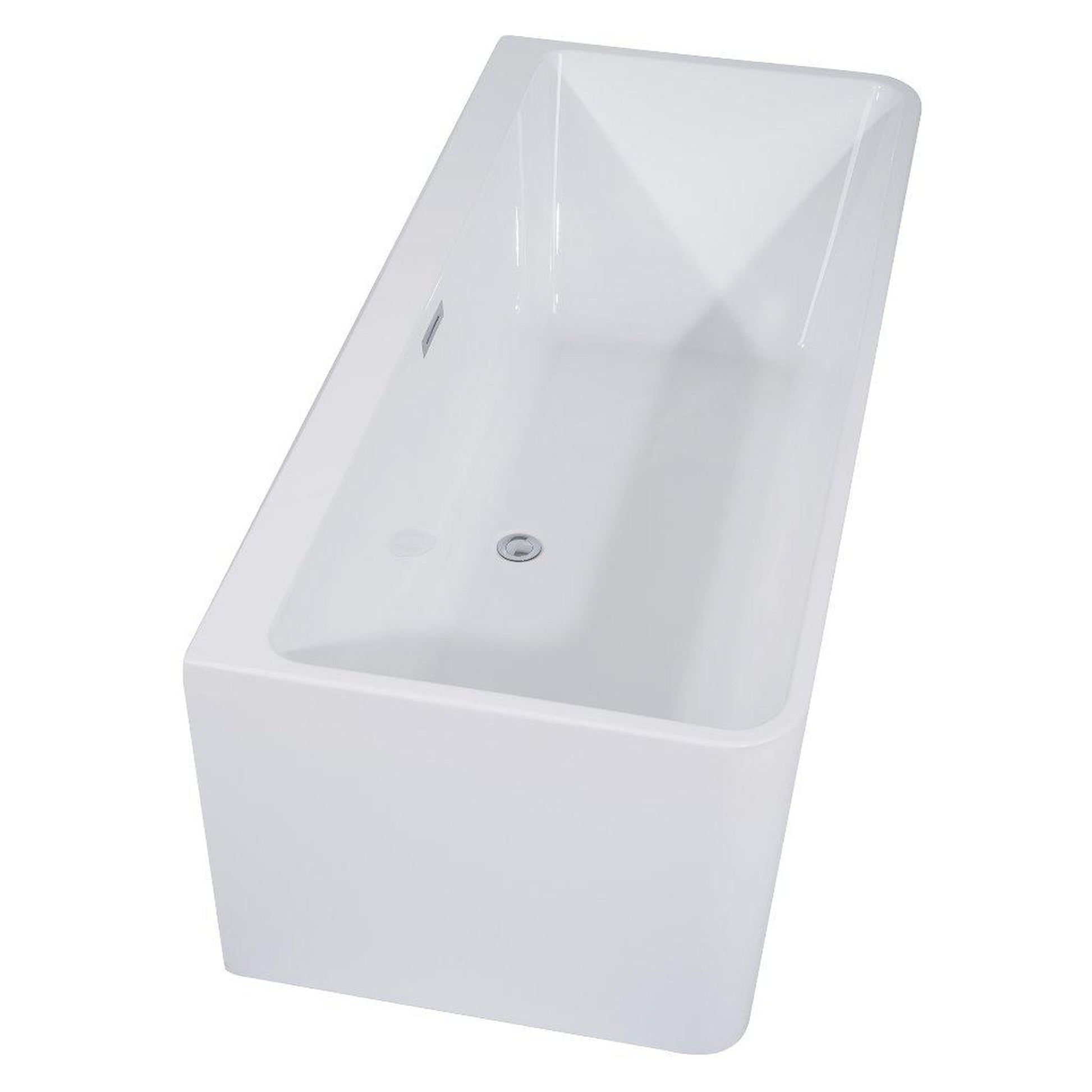 ALFI Brand AB8858 59" One Person Freestanding White Rectangle Acrylic Soaking Bathtub