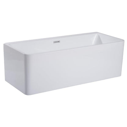 ALFI Brand AB8858 59" One Person Freestanding White Rectangle Acrylic Soaking Bathtub