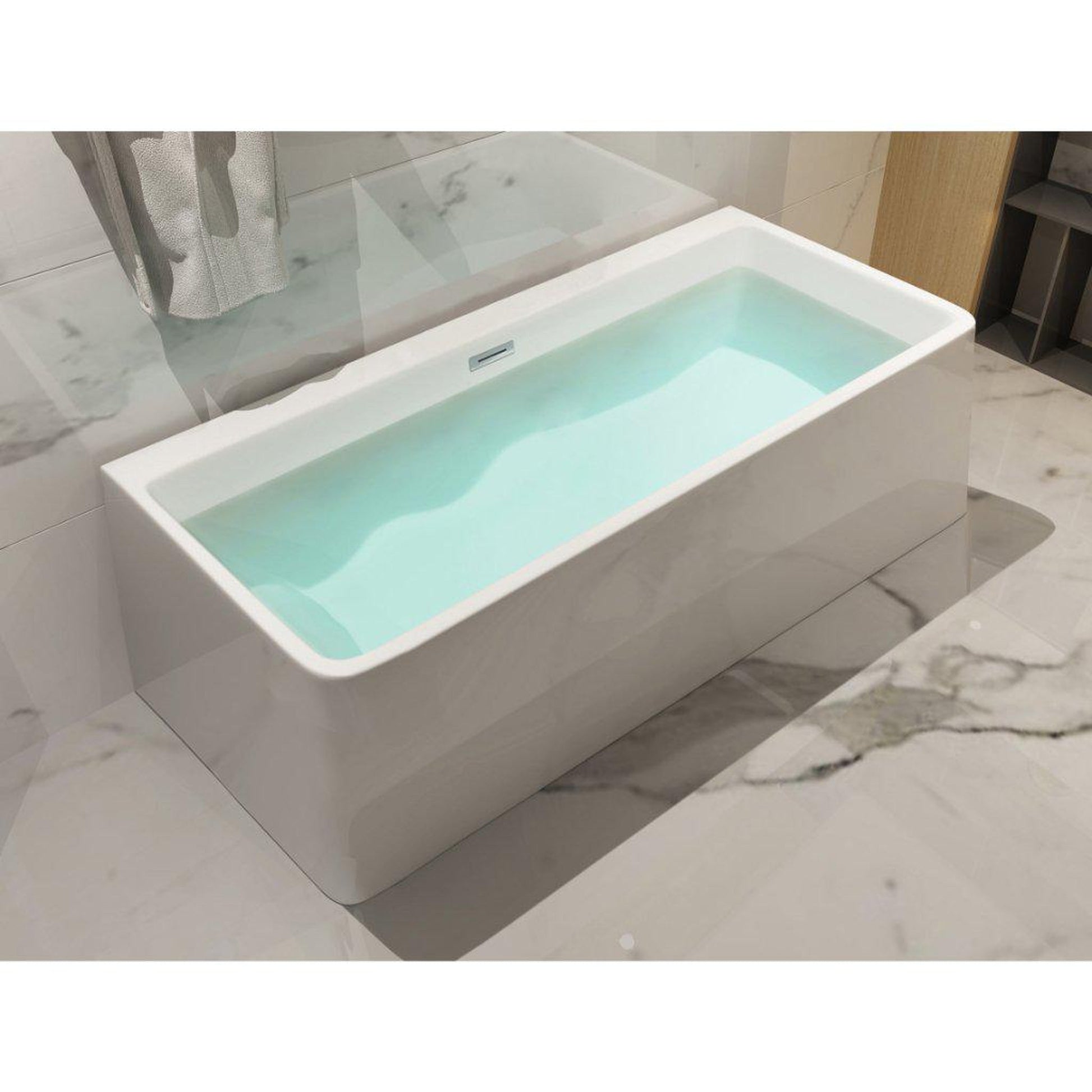 ALFI Brand AB8859 67" One Person Freestanding White Rectangle Acrylic Soaking Bathtub