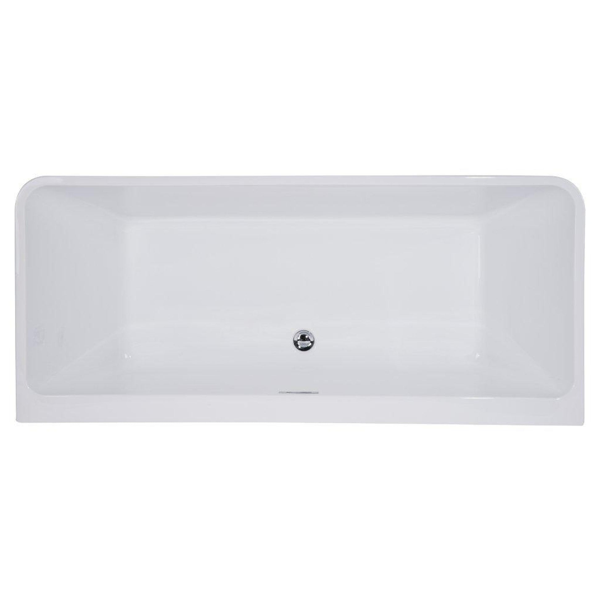 ALFI Brand AB8859 67" One Person Freestanding White Rectangle Acrylic Soaking Bathtub