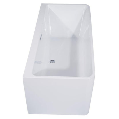 ALFI Brand AB8859 67" One Person Freestanding White Rectangle Acrylic Soaking Bathtub