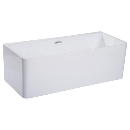 ALFI Brand AB8859 67" One Person Freestanding White Rectangle Acrylic Soaking Bathtub