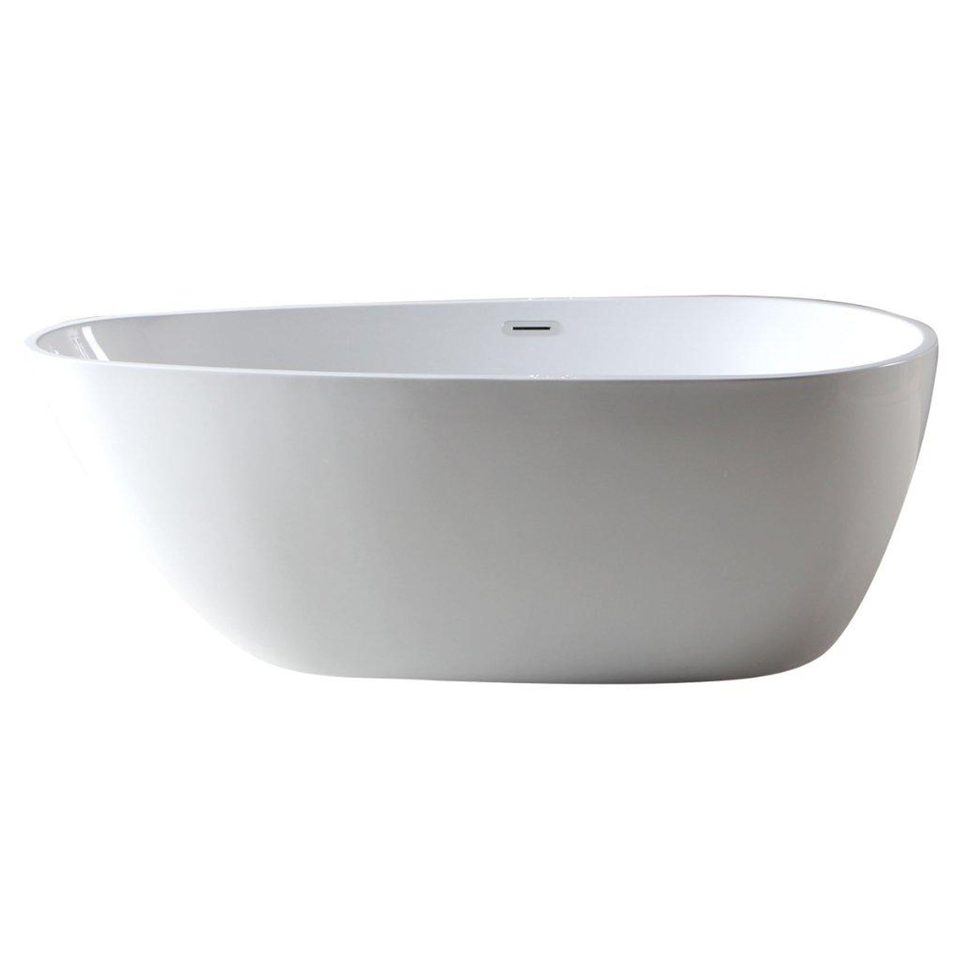 ALFI Brand AB8861 59" One Person Freestanding White Oval Acrylic Soaking Bathtub