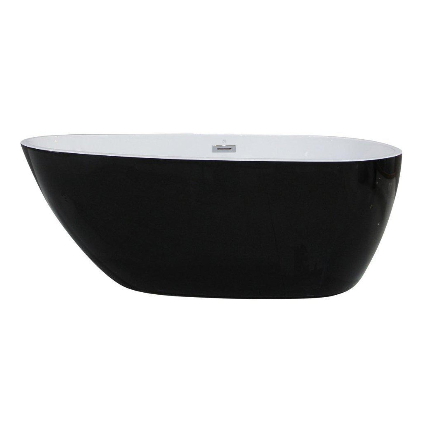 ALFI Brand AB8862 59" One Person Freestanding Black and White Oval Acrylic Soaking Bathtub