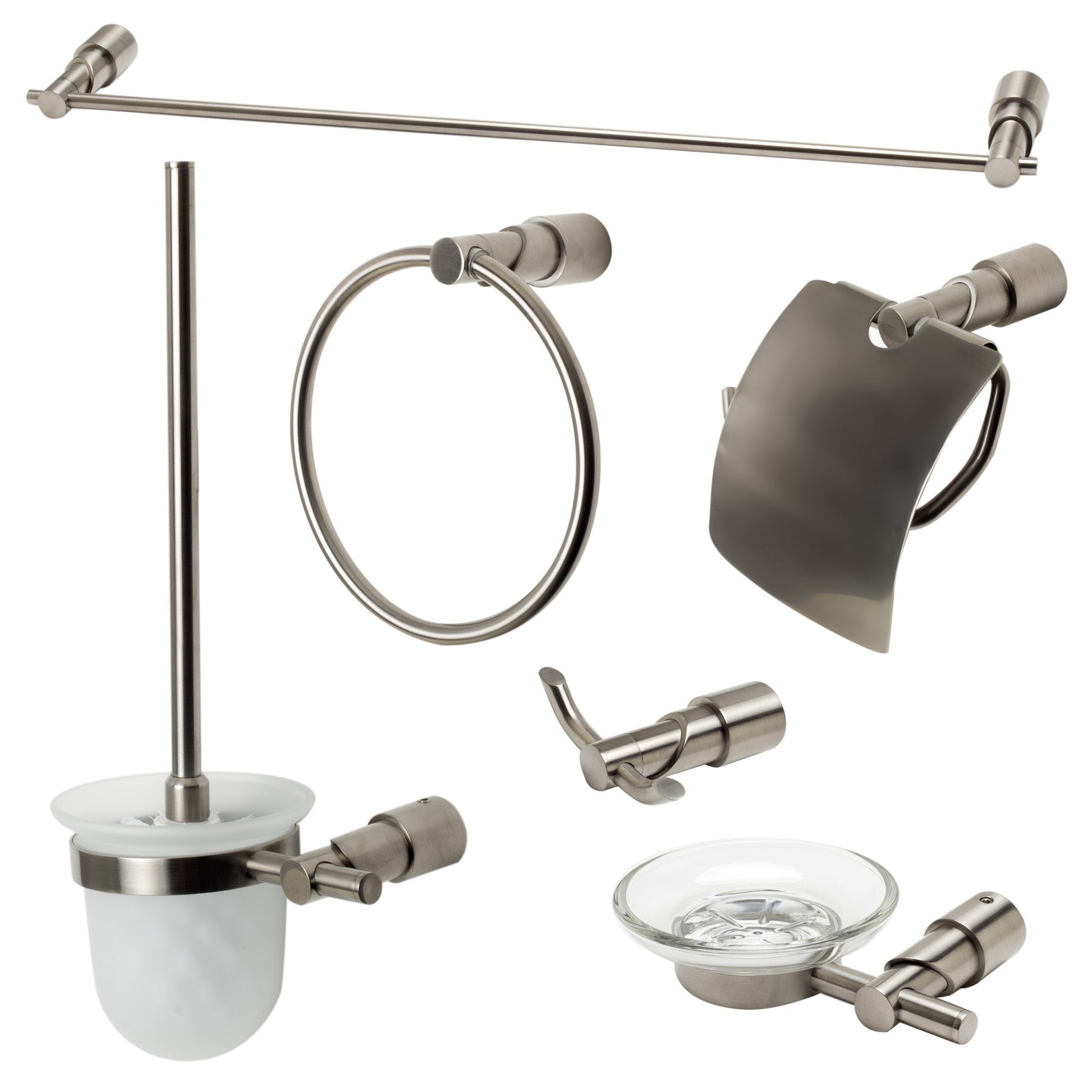 ALFI Brand AB9508-BN Brushed Nickel 6 Piece Matching Bathroom Accessory Set