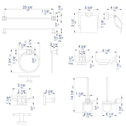 ALFI Brand AB9509-BN Brushed Nickel 6 Piece Matching Bathroom Accessory Set