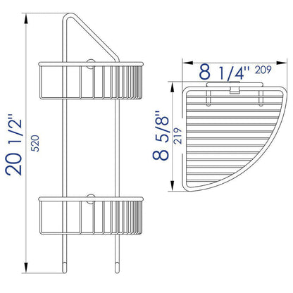 ALFI Brand AB9532 Polished Chrome Corner Mounted Double Basket Shower Shelf Bathroom Accessory