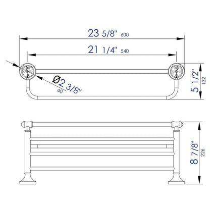 ALFI Brand AB9583 23" Polished Chrome Towel Bar & Shelf Bathroom Accessory