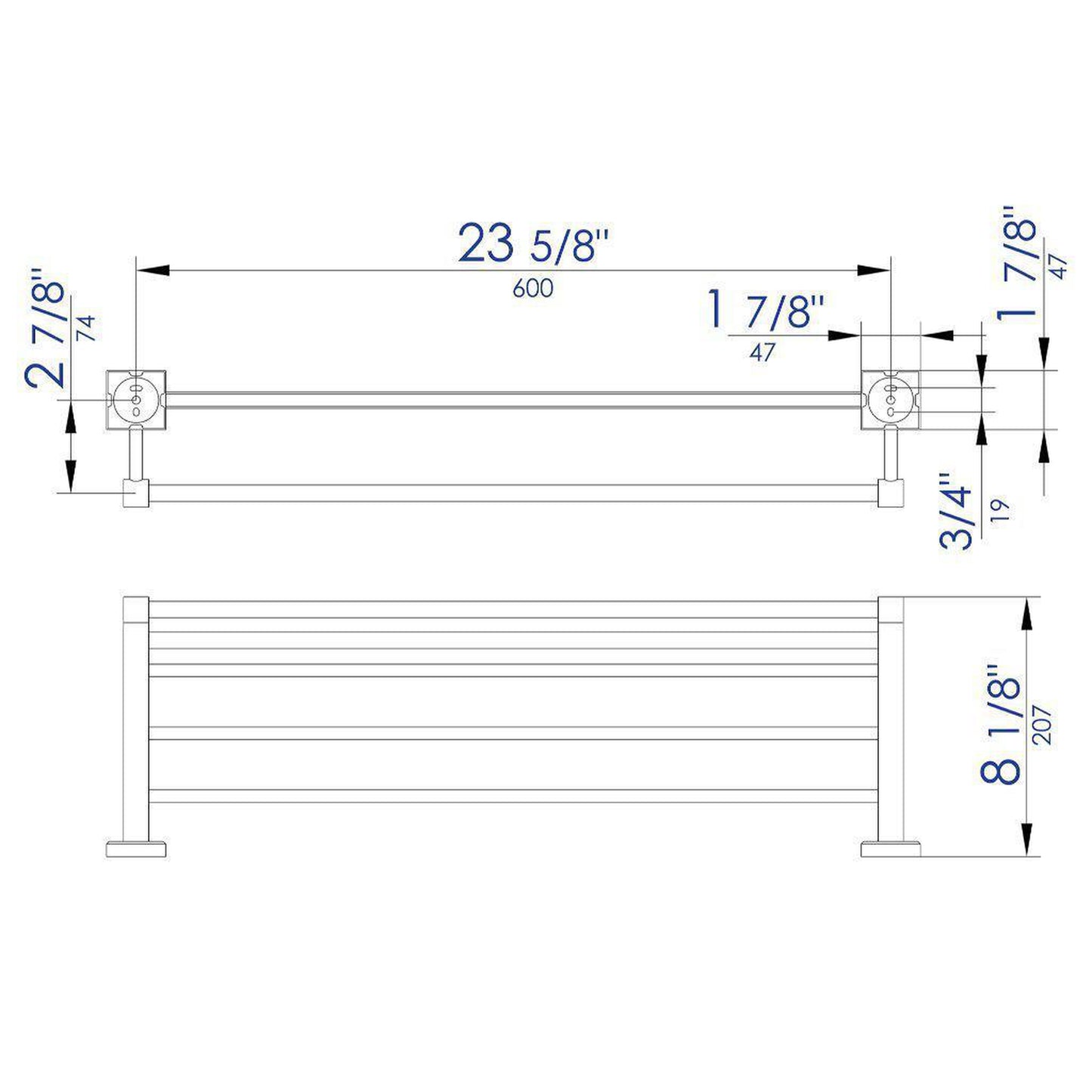 ALFI Brand AB9596 24" Polished Chrome Towel Bar & Shelf Bathroom Accessory