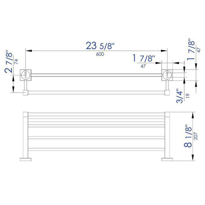 ALFI Brand AB9596 24" Polished Chrome Towel Bar & Shelf Bathroom Accessory