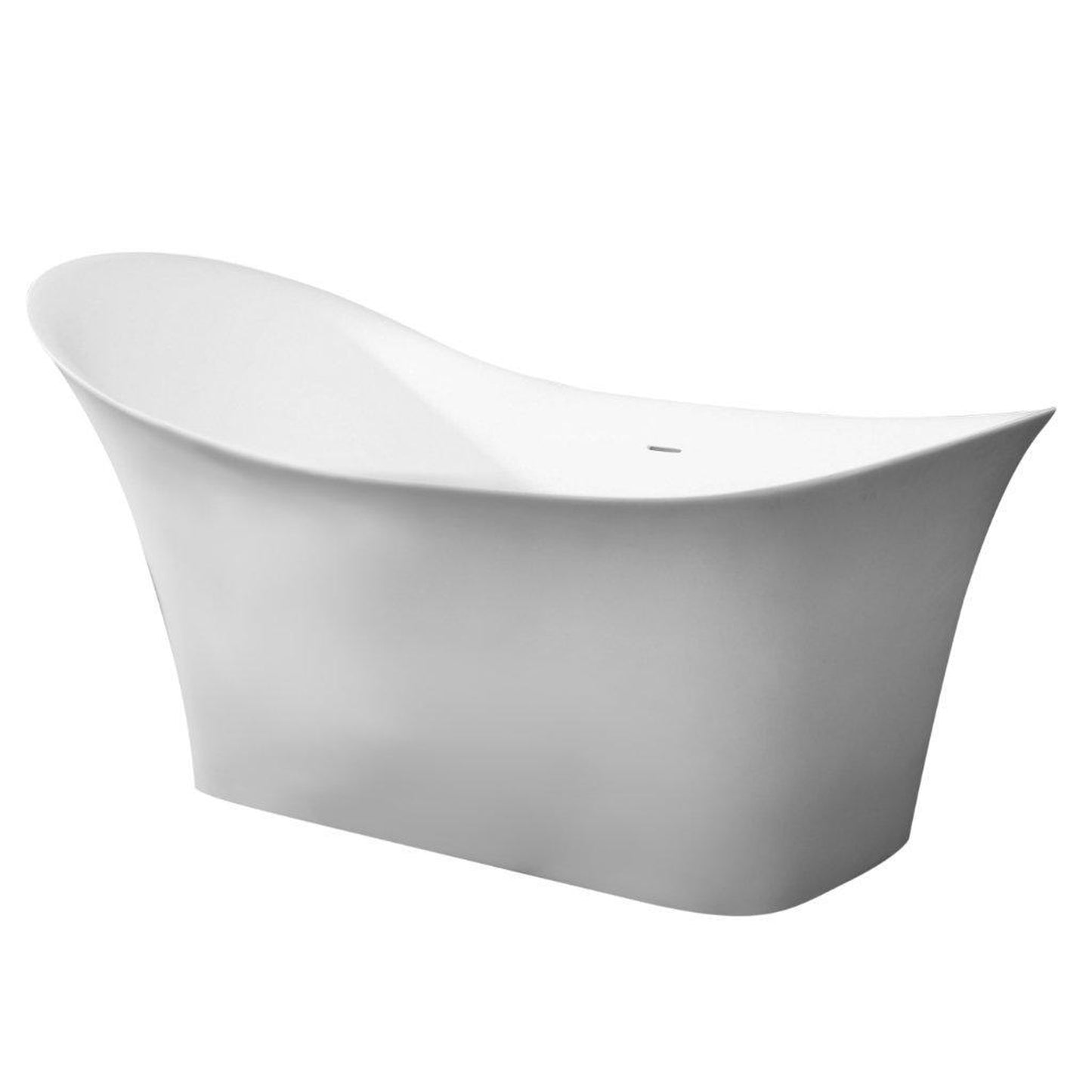 ALFI Brand AB9915 74" One Person Freestanding White Solid Surface Smooth Resin Soaking Slipper Bathtub