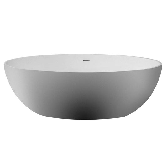 ALFI Brand AB9941 67" One Person Freestanding White Oval Solid Surface Smooth Resin Soaking Bathtub