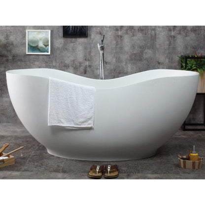 ALFI Brand AB9949 66" One Person Freestanding White Solid Surface Smooth Resin Soaking Bathtub