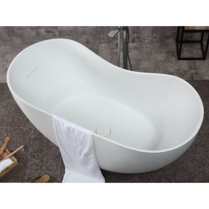 ALFI Brand AB9949 66" One Person Freestanding White Solid Surface Smooth Resin Soaking Bathtub