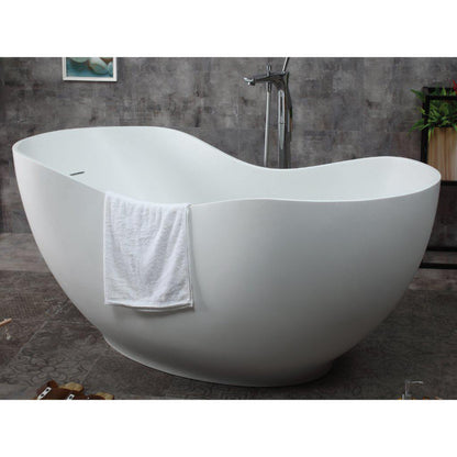 ALFI Brand AB9949 66" One Person Freestanding White Solid Surface Smooth Resin Soaking Bathtub