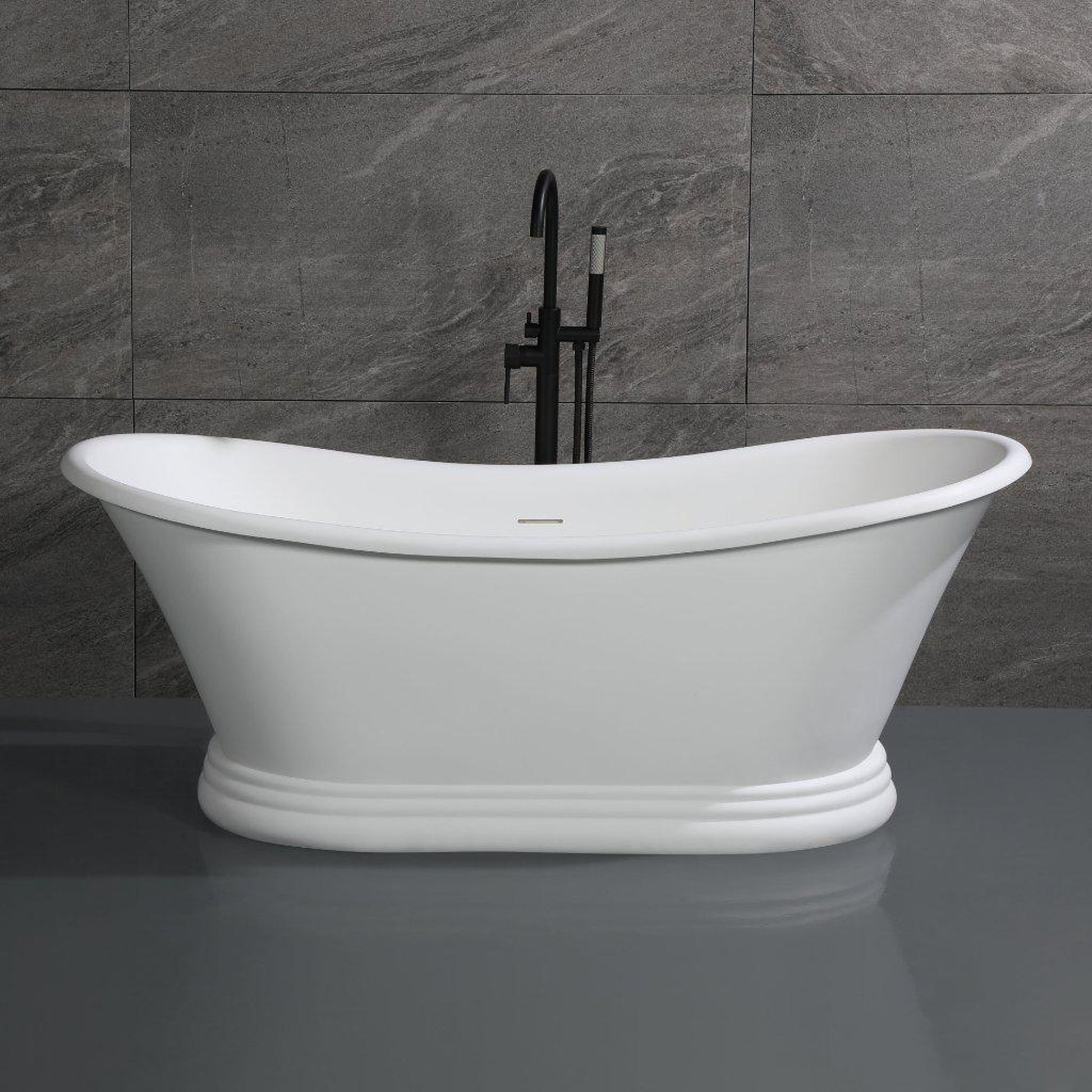 ALFI Brand AB9950 67" One Person Freestanding White Matte Pedestal Solid Surface Resin Bathtub