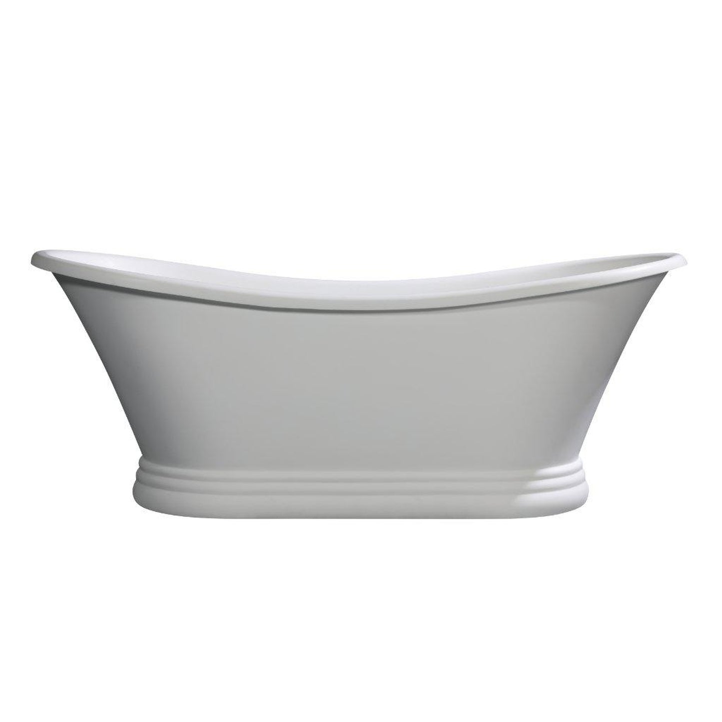 ALFI Brand AB9950 67" One Person Freestanding White Matte Pedestal Solid Surface Resin Bathtub