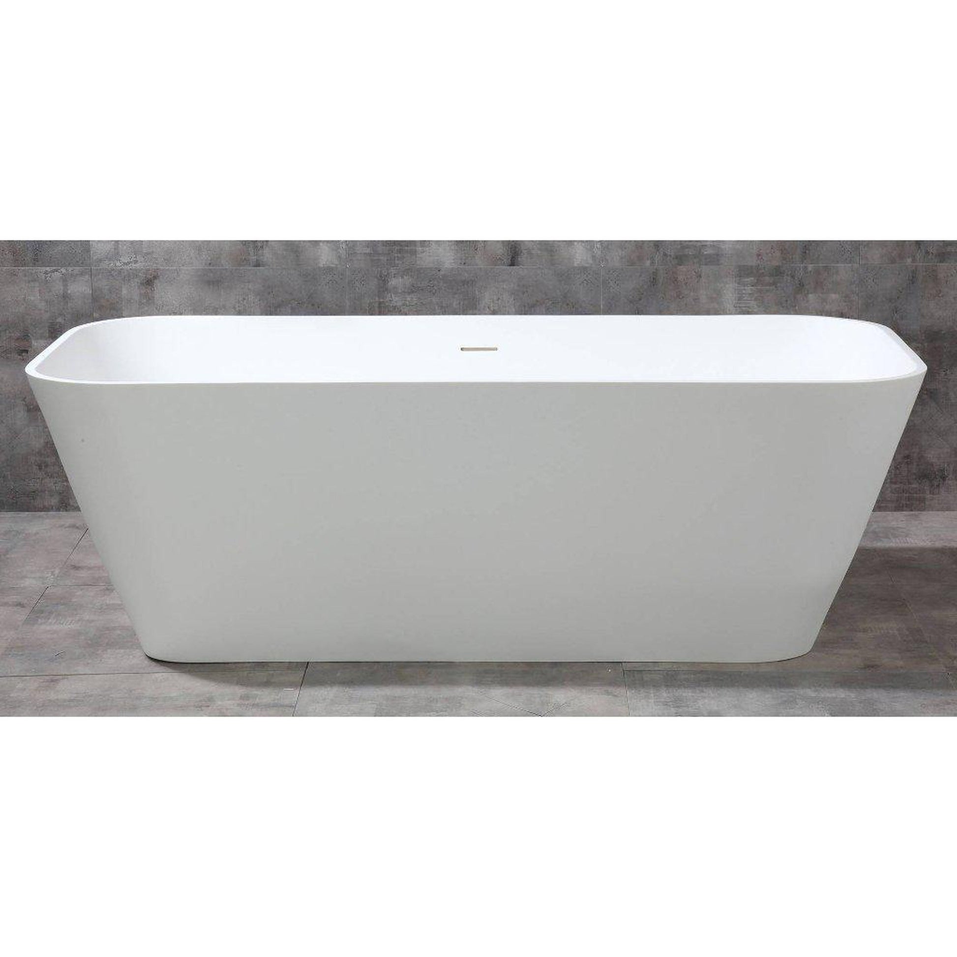 ALFI Brand AB9952 67" One Person Freestanding White Rectangle Solid Surface Smooth Resin Soaking Bathtub