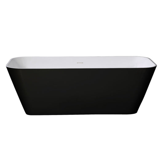 ALFI Brand AB9952BM 67" Black & White Matte Rectangular Solid Surface Resin Soaking Bathtub