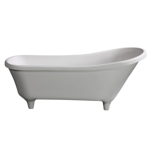ALFI Brand AB9960 67" One Person Freestanding White Matte Clawfoot Solid Surface Resin Bathtub