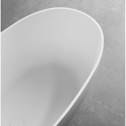 ALFI Brand AB9975 59" White Oval Solid Surface Resin Soaking Bathtub