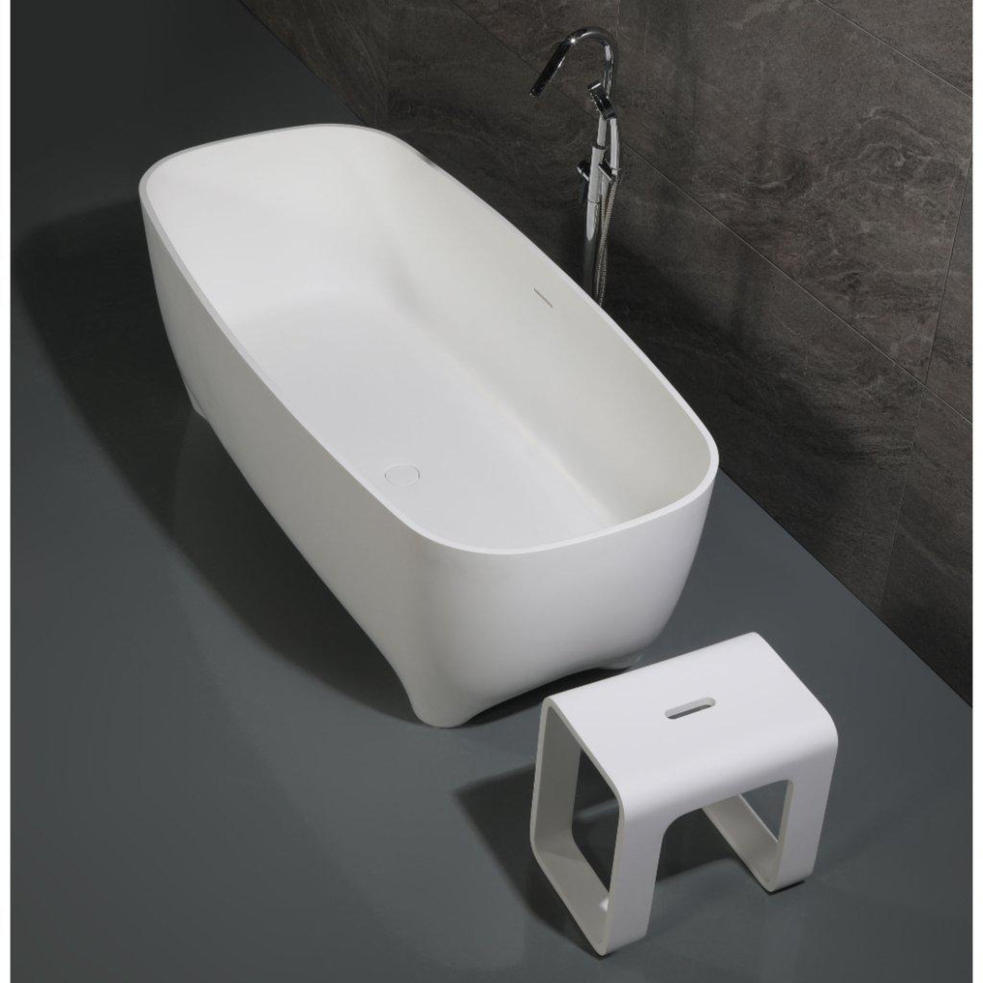 ALFI Brand AB9980 67" One Person Freestanding White Matte Solid Surface Resin Bathtub