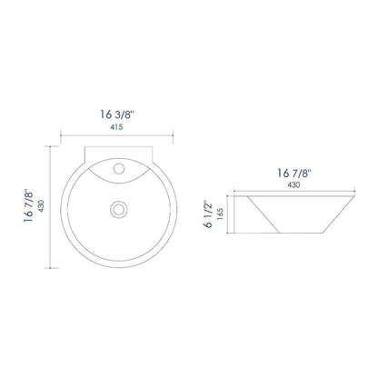 ALFI Brand ABC113 17" White Glossy Wall-Mounted Round Ceramic Bathroom Sink With Single Faucet Hole and Overflow