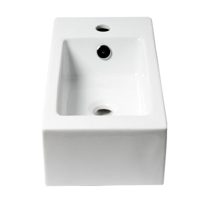 ALFI Brand ABC116 20" White Wall-Mounted Rectangle Ceramic Sink With Single Faucet Hole and Overflow