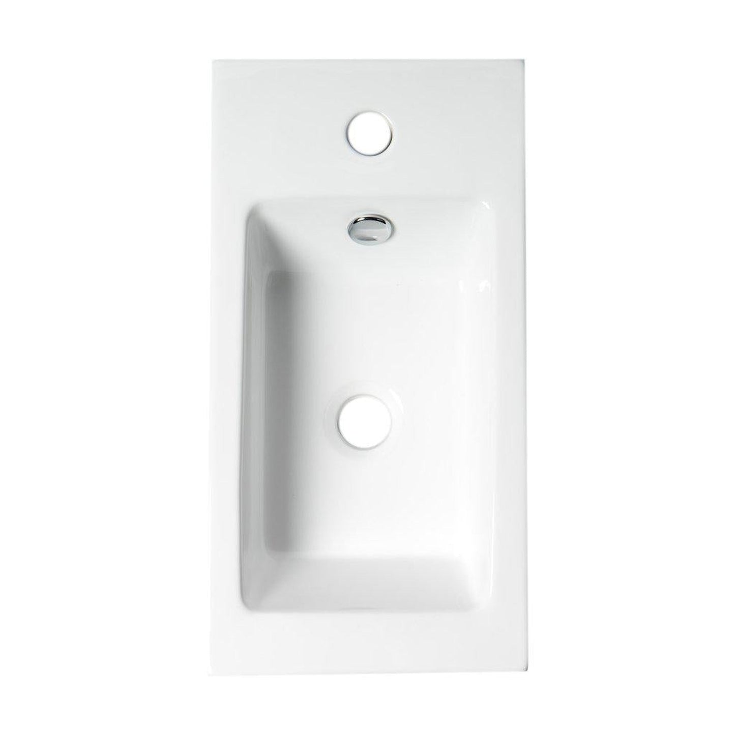 ALFI Brand ABC116 20" White Wall-Mounted Rectangle Ceramic Sink With Single Faucet Hole and Overflow