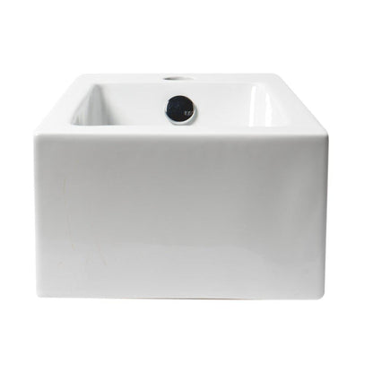 ALFI Brand ABC116 20" White Wall-Mounted Rectangle Ceramic Sink With Single Faucet Hole and Overflow