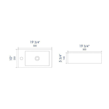 ALFI Brand ABC116 20" White Wall-Mounted Rectangle Ceramic Sink With Single Faucet Hole and Overflow