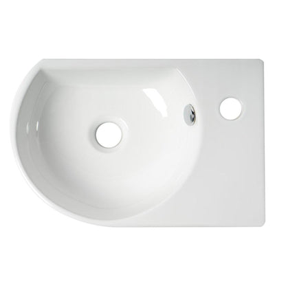 ALFI Brand ABC119 16" White Glossy Wall-Mounted U-Shaped Ceramic Bathroom Sink With Single Faucet Hole and Overflow