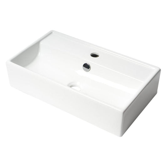 ALFI Brand ABC122 21" White Glossy Wall-Mounted Rectangle Ceramic Bathroom Sink With Single Faucet Hole and Overflow