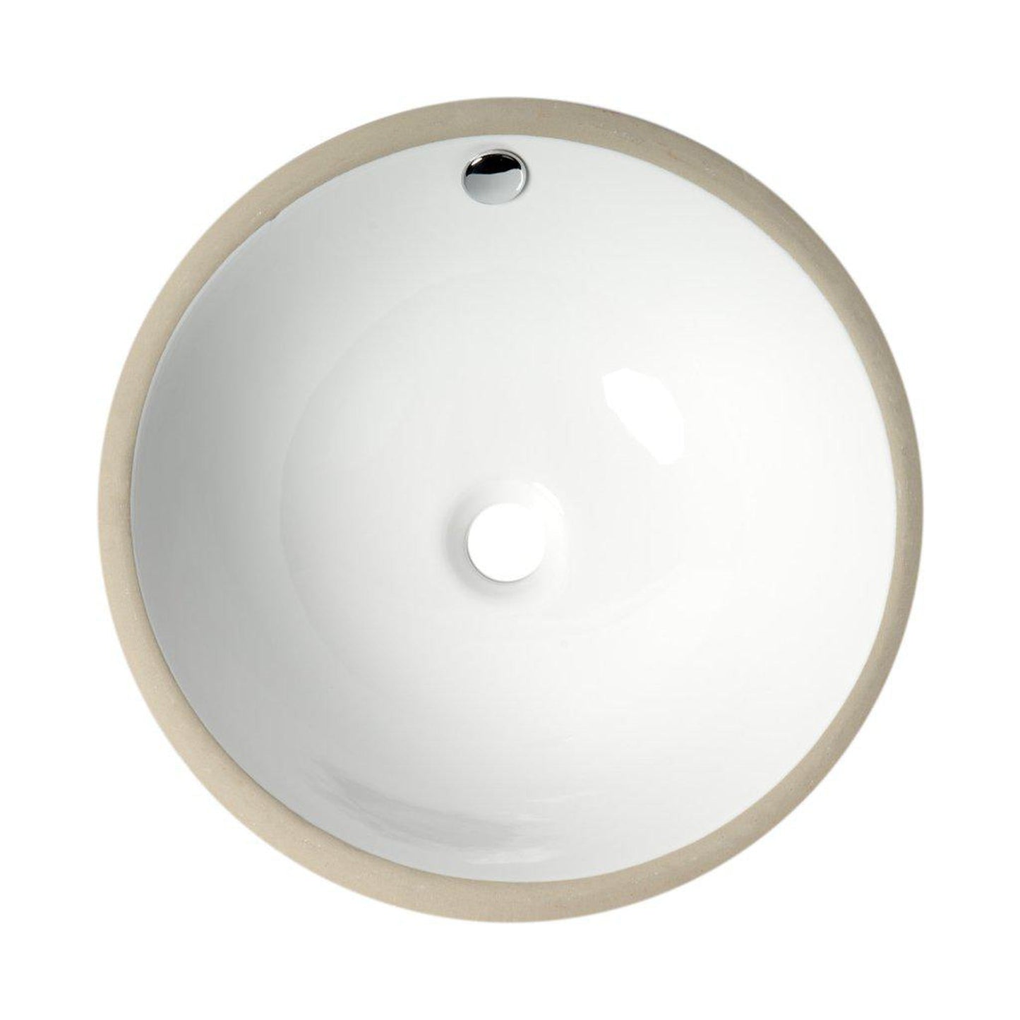 ALFI Brand ABC601 17" White Glossy Undermount Round Ceramic Bathroom Sink With Overflow