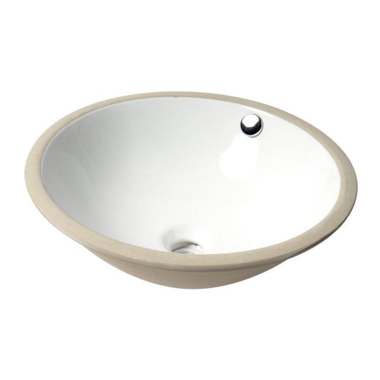 ALFI Brand ABC601 17" White Glossy Undermount Round Ceramic Bathroom Sink With Overflow
