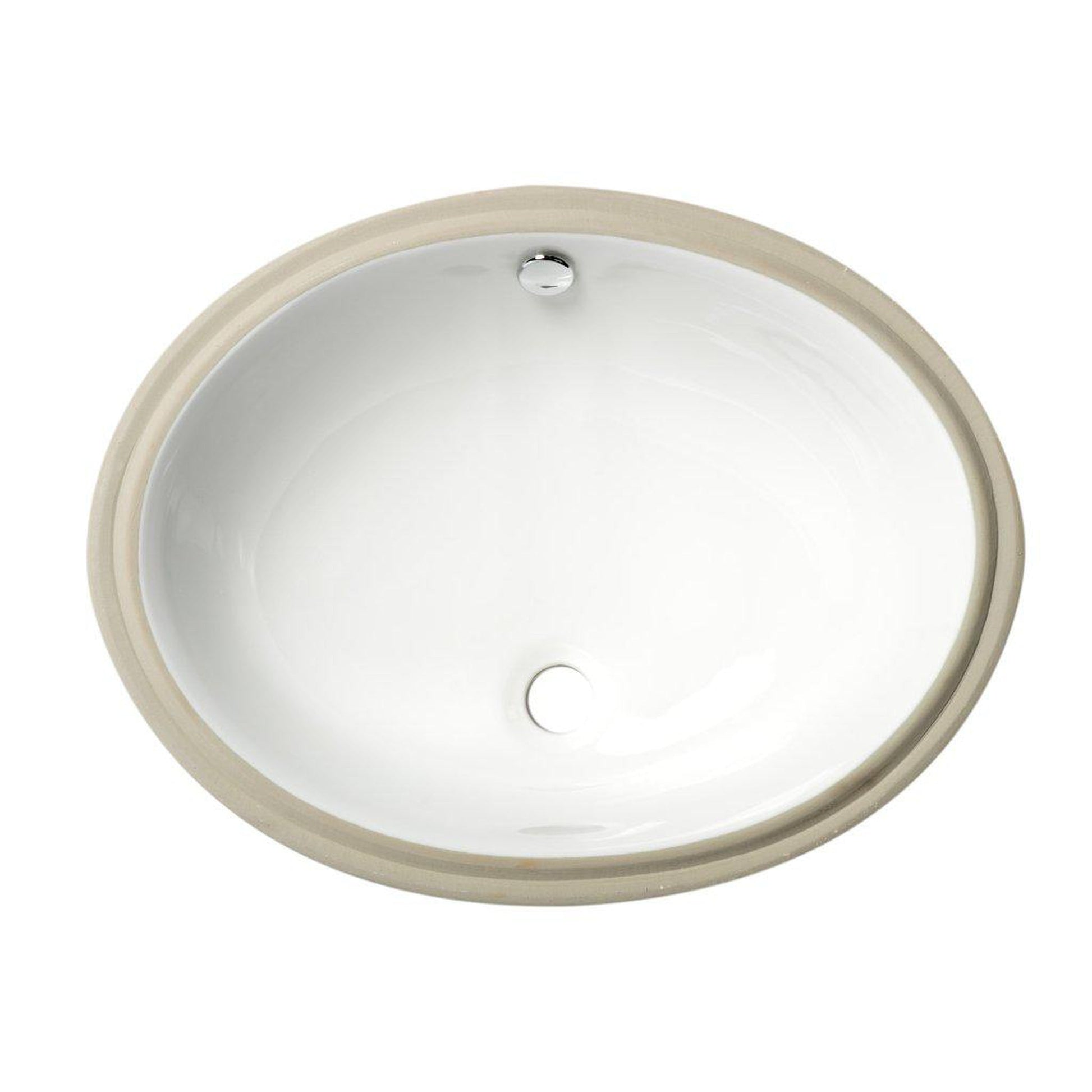 ALFI Brand ABC602 23" White Glossy Undermount Oval Ceramic Bathroom Sink With Overflow