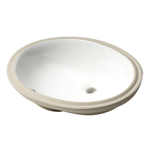 ALFI Brand ABC602 23" White Glossy Undermount Oval Ceramic Bathroom Sink With Overflow