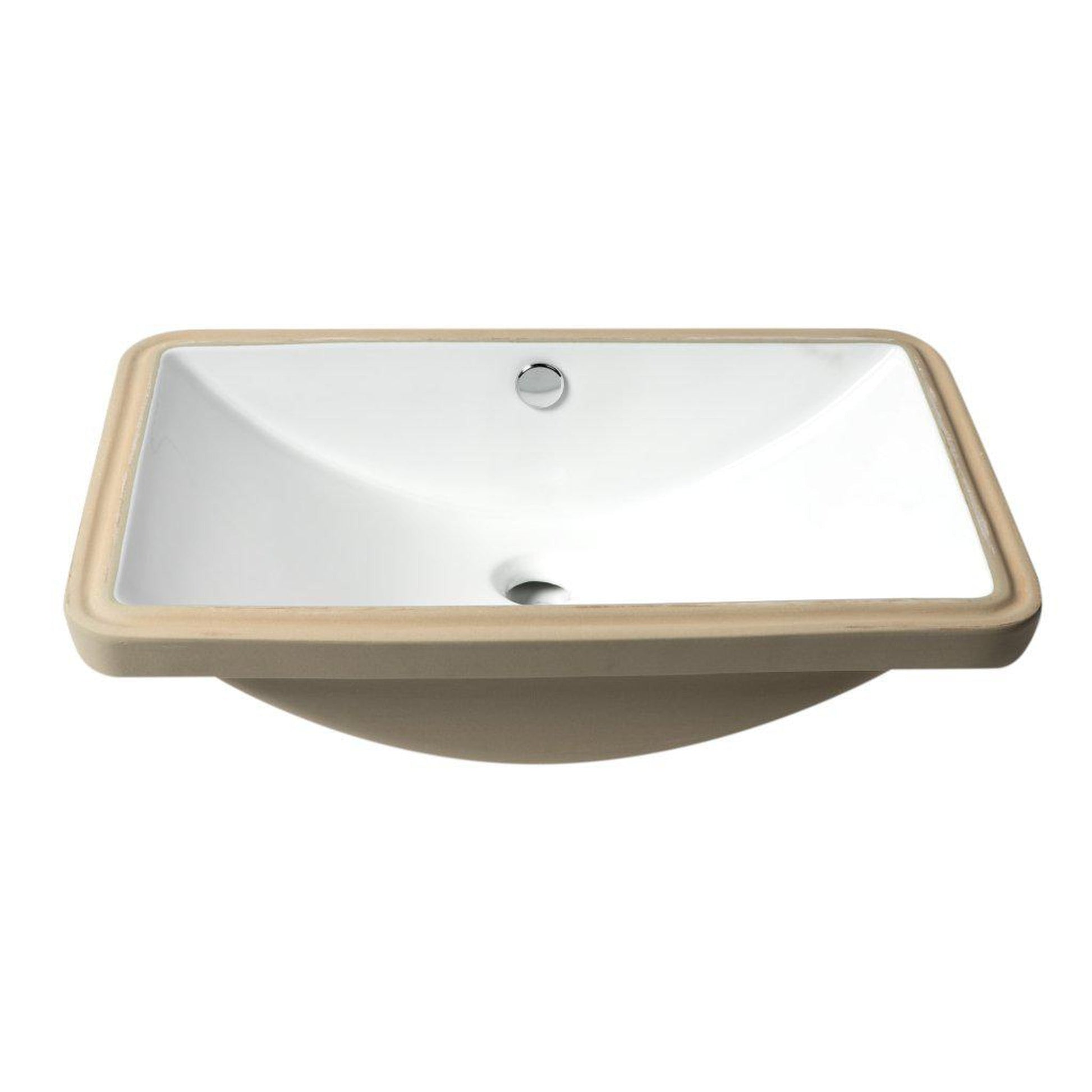 ALFI Brand ABC603 24" White Glossy Undermount Rectangle Bathroom Ceramic Sink With Overflow