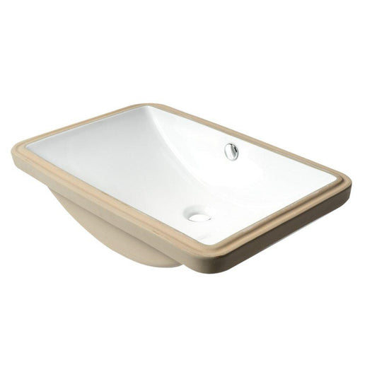 ALFI Brand ABC603 24" White Glossy Undermount Rectangle Bathroom Ceramic Sink With Overflow