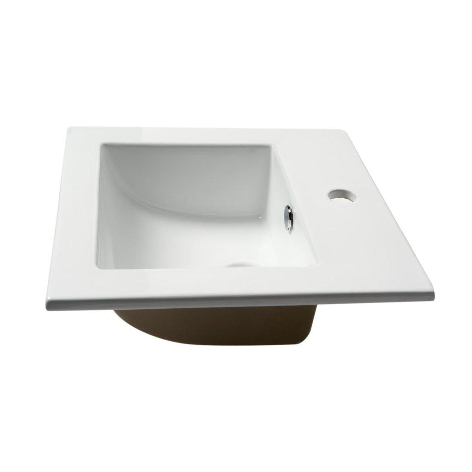 ALFI Brand ABC801 17" White Glossy Drop In Square Ceramic Bathroom Sink With Single Faucet Hole and Overflow