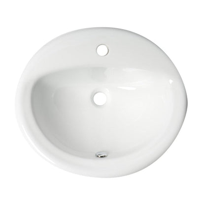 ALFI Brand ABC802 21" White Glossy Drop In Oval Ceramic Bathroom Sink With Single Faucet Hole and Overflow
