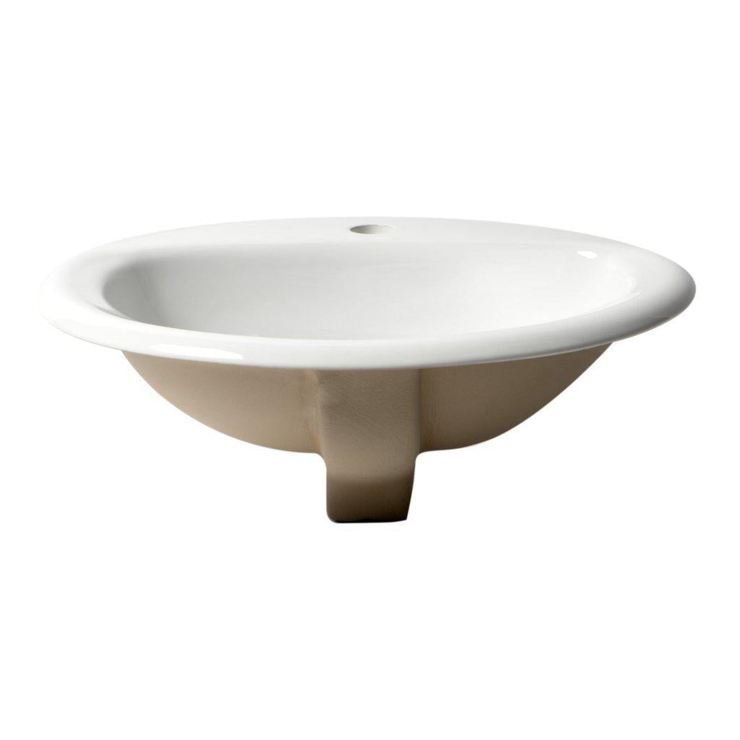 ALFI Brand ABC802 21" White Glossy Drop In Oval Ceramic Bathroom Sink With Single Faucet Hole and Overflow