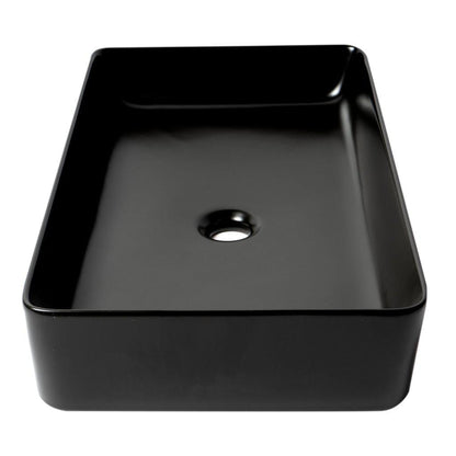ALFI Brand ABC902-BM 24" Black Matte Above Mount Rectangle Ceramic Bathroom Sink With Overflow