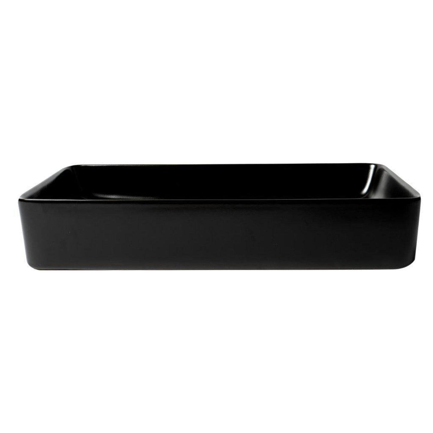 ALFI Brand ABC902-BM 24" Black Matte Above Mount Rectangle Ceramic Bathroom Sink With Overflow