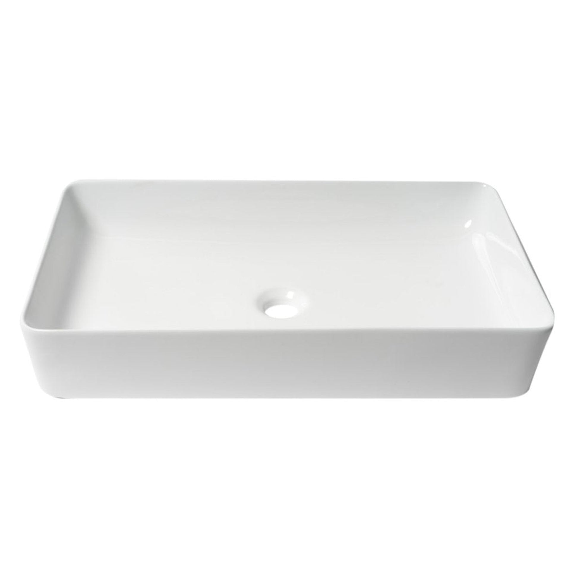 ALFI Brand ABC902-W 24" White Above Mount Rectangle Ceramic Bathroom Sink With Overflow
