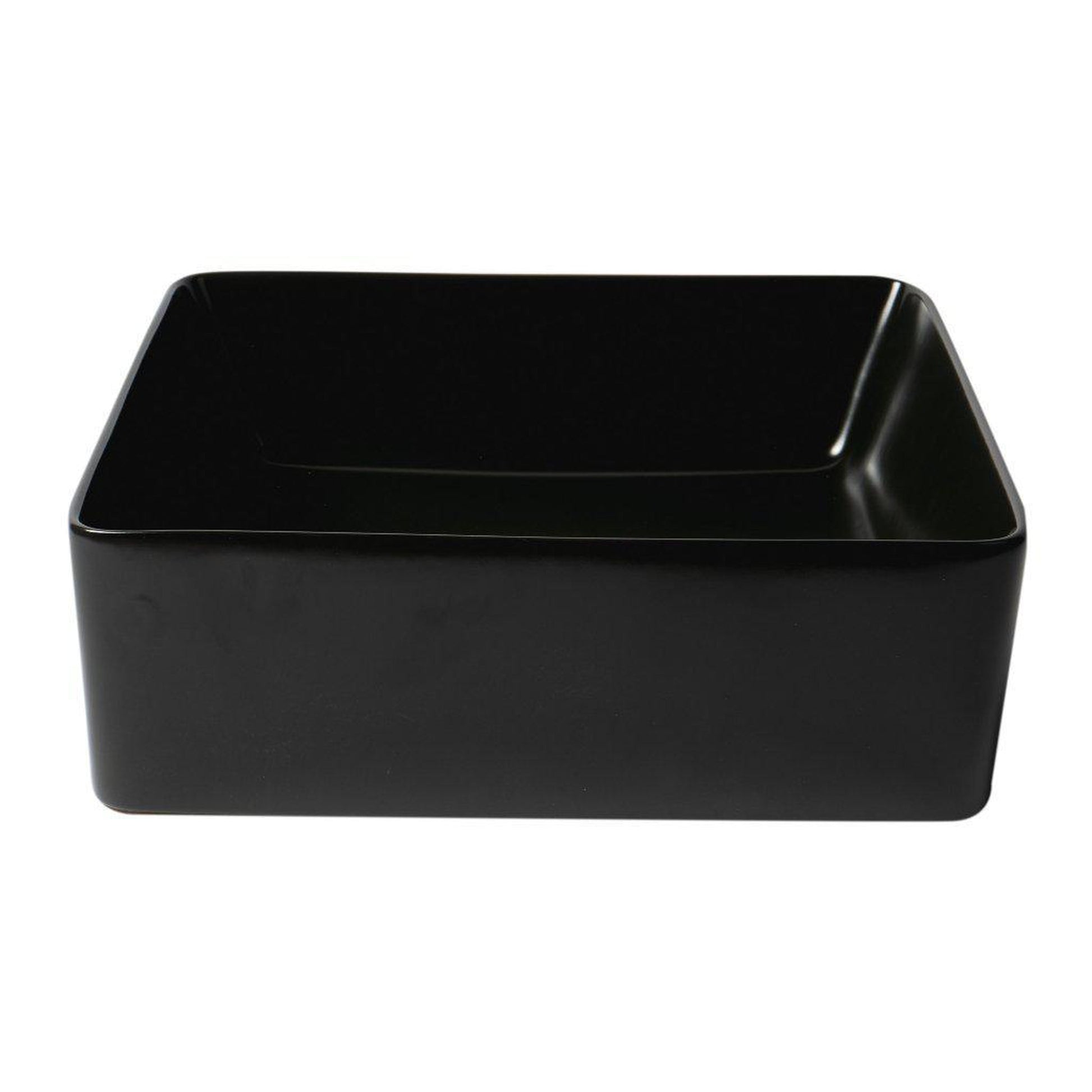 ALFI Brand ABC903-BM 16" Black Matte Above Mount Square Ceramic Bathroom Sink