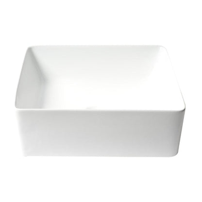 ALFI Brand ABC903-W 16" White Above Mount Square Ceramic Bathroom Sink