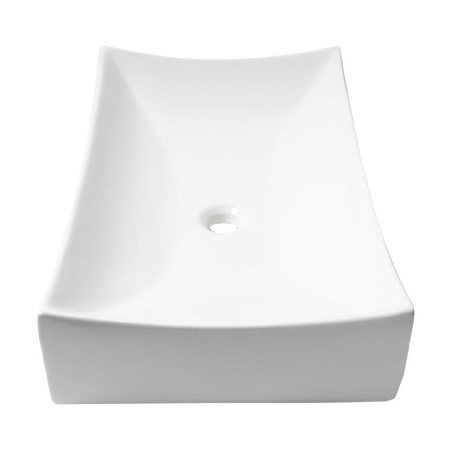 ALFI Brand ABC904 26" White Glossy Above Mount Fancy Rectangle Ceramic Bathroom Sink