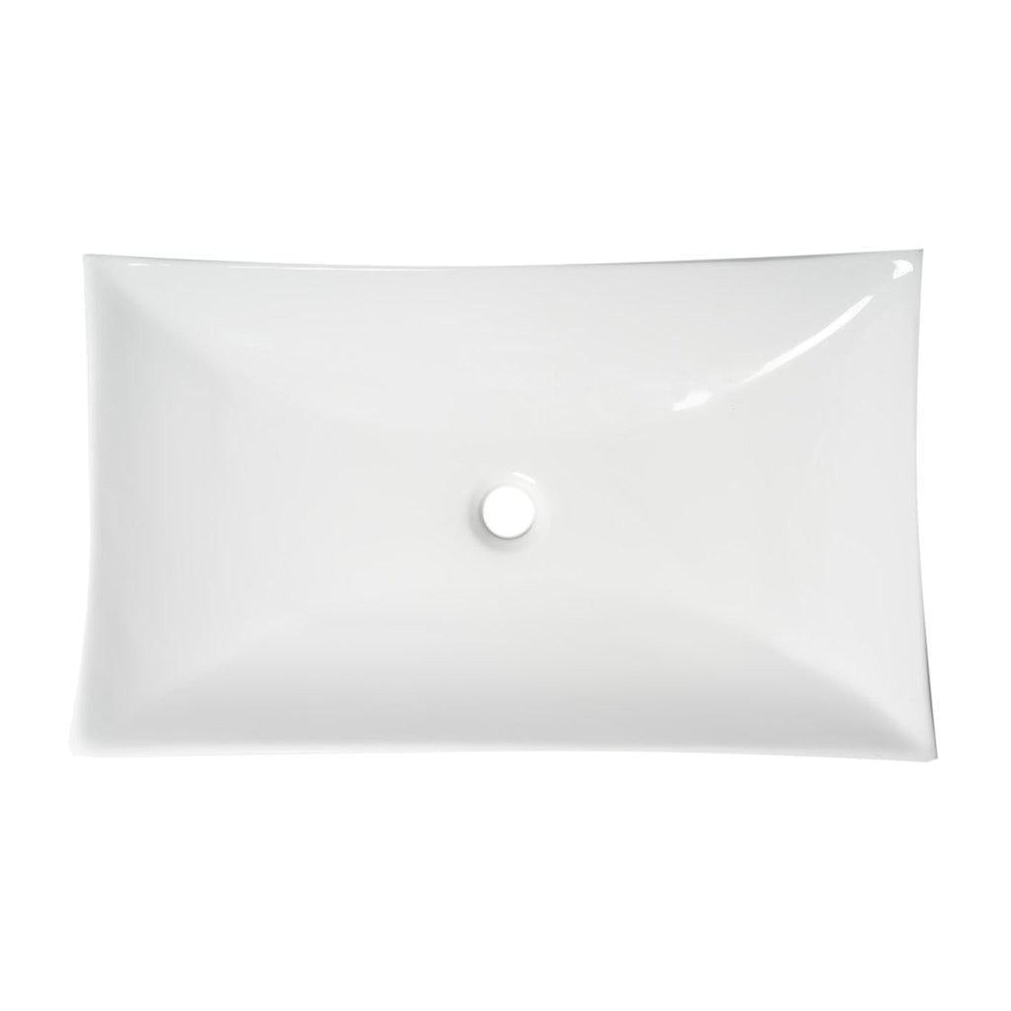 ALFI Brand ABC904 26" White Glossy Above Mount Fancy Rectangle Ceramic Bathroom Sink