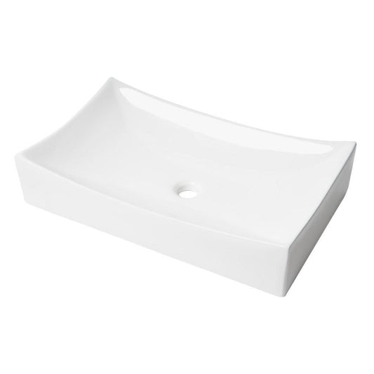ALFI Brand ABC904 26" White Glossy Above Mount Fancy Rectangle Ceramic Bathroom Sink